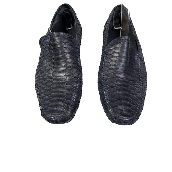 SALVATORE FERRAGAMO Blue Python Snakeskin Leather Shoes 9.5 - Picture 1 of 10